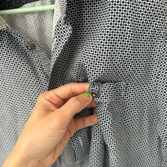 Ted Baker London Short Sleeve Dress Shirt Size 4 Diamond Navy Blue White - Picture 4 of 8